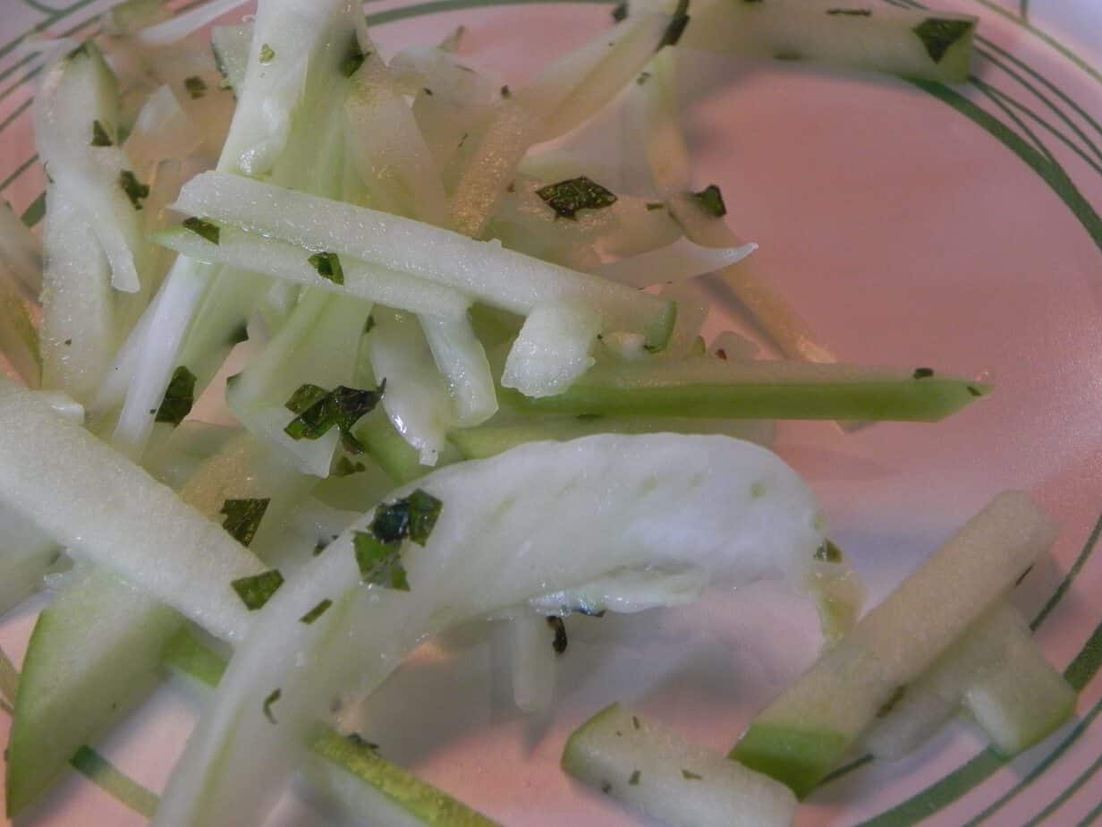 close-up of apple fennel salad