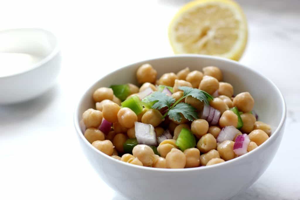 chickpea salad in a bowl