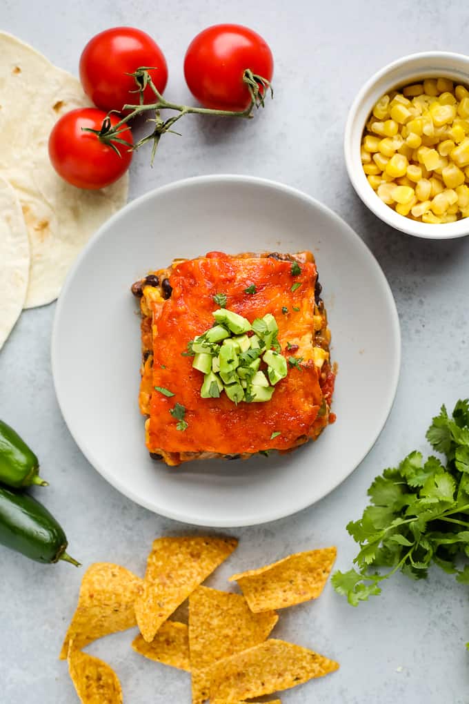 mexican lasagna on a plate