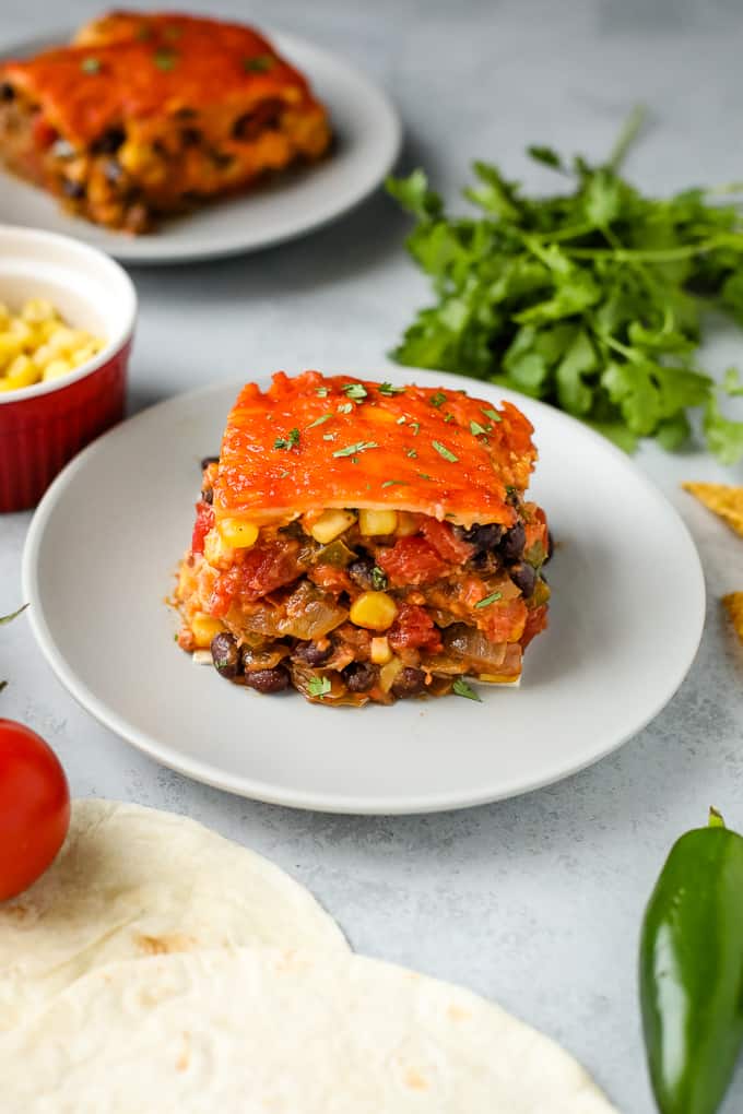 Vegetarian Enchilada Lasagna - I Heart Vegetables