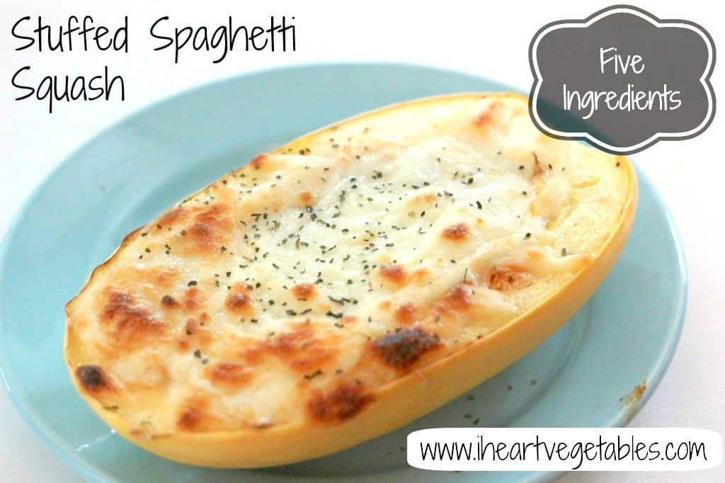 This simple stuffed spaghetti squash is just a few ingredients but it's a delicious and filling vegetarian dinner!