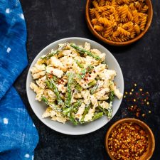 goat cheese pasta on a plate