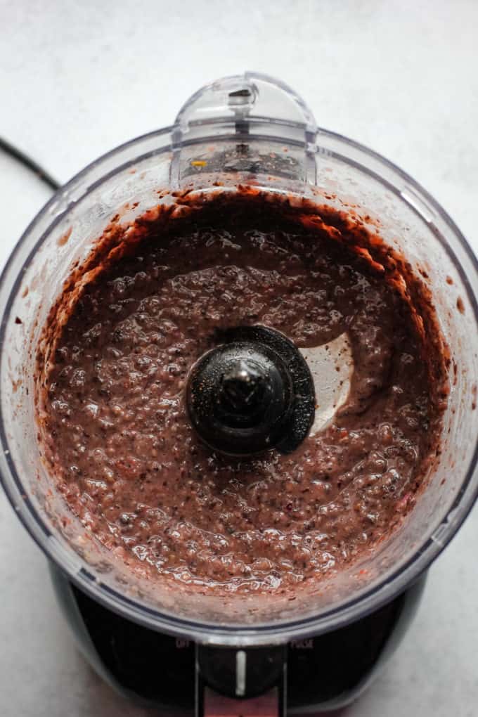 black bean dip in a food processor