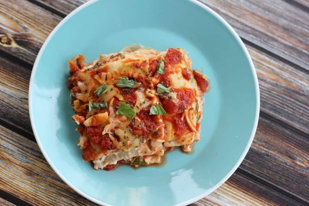 vegetarian lasagna in a crockpot