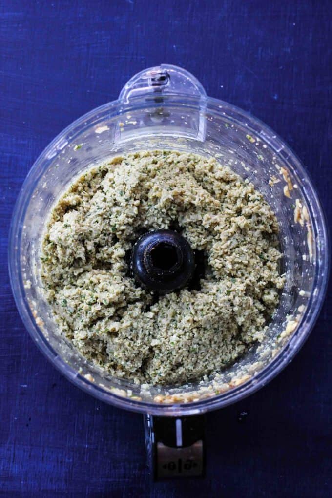 falafel being mixed in a food processor