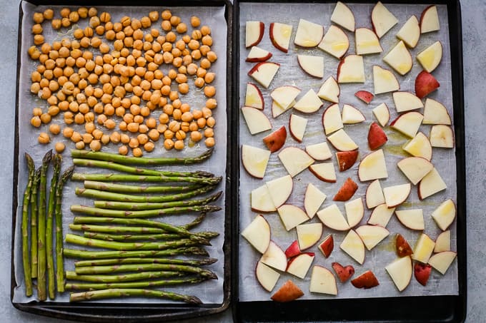 roasted vegetables on a pan