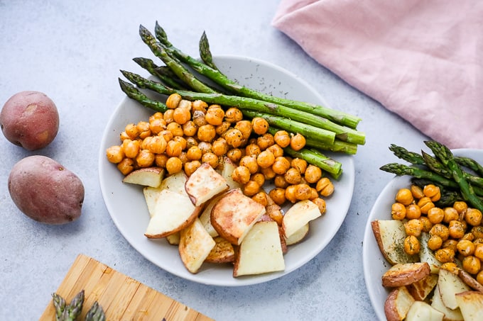 roasted chickpeas and vegetables