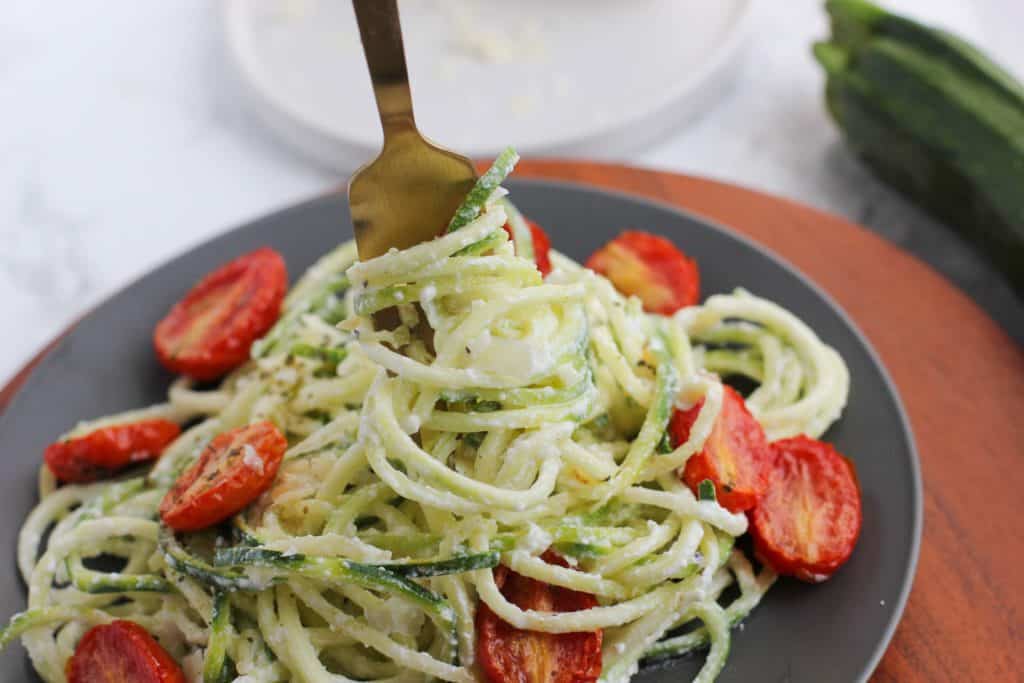 zucchini noodles in a plate 