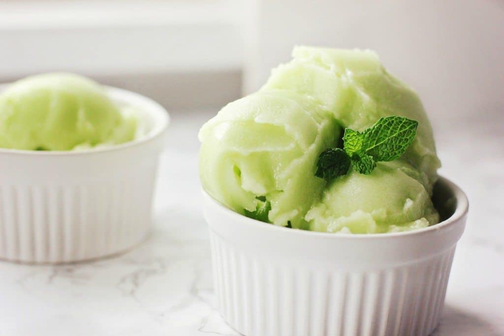 Honeydew sorbet in a ramekin