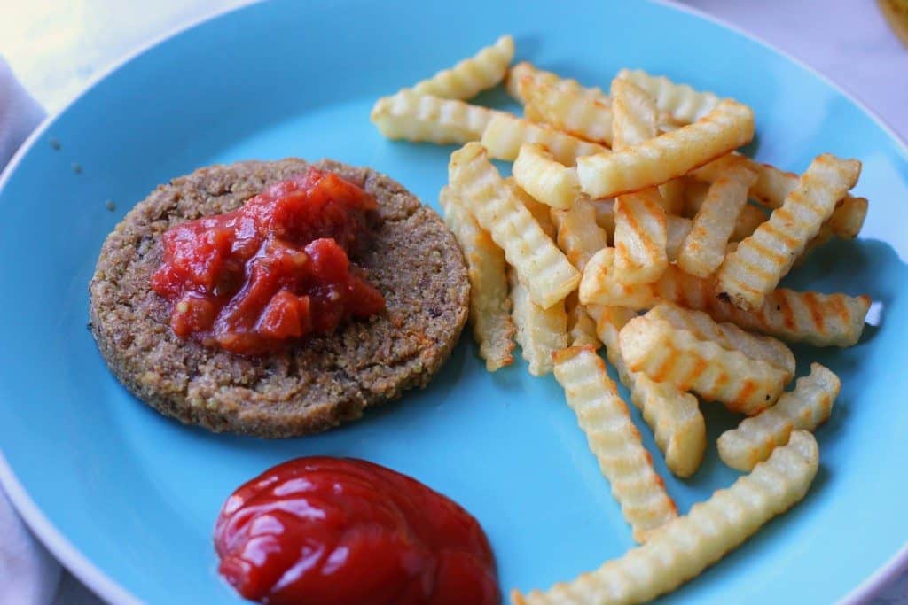 veggie burger and fries