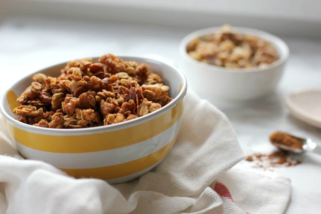 granola in a yellow bowl