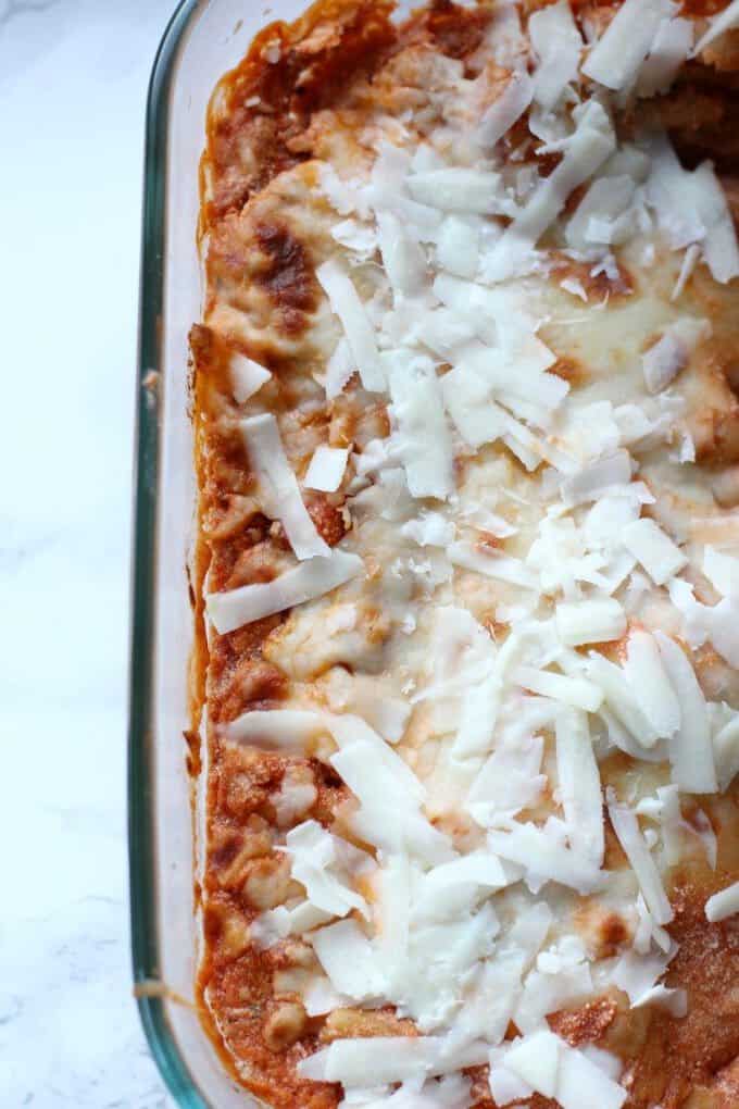 baked ziti in a pan