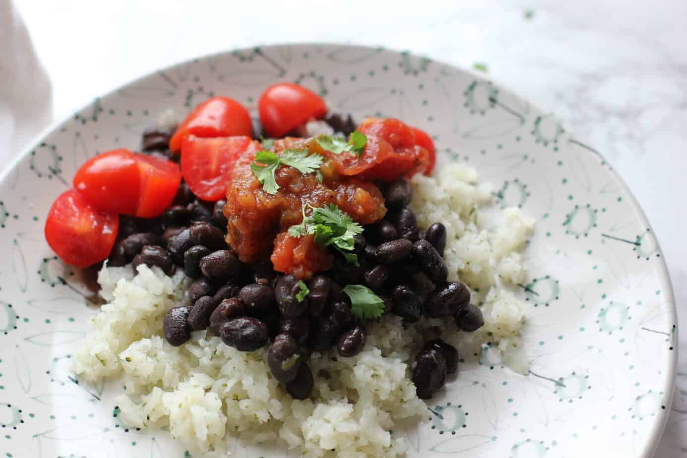 rice beans and salsa