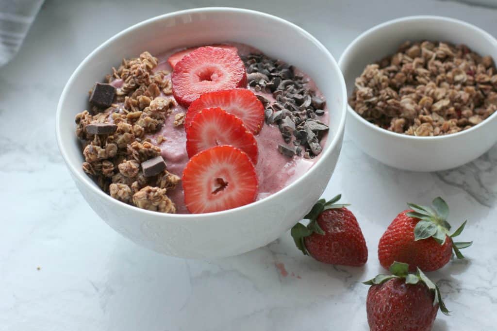 strawberry smoothie in a bowl