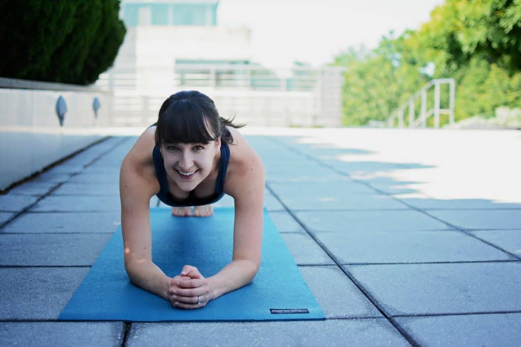 me on a mat in a plank pose