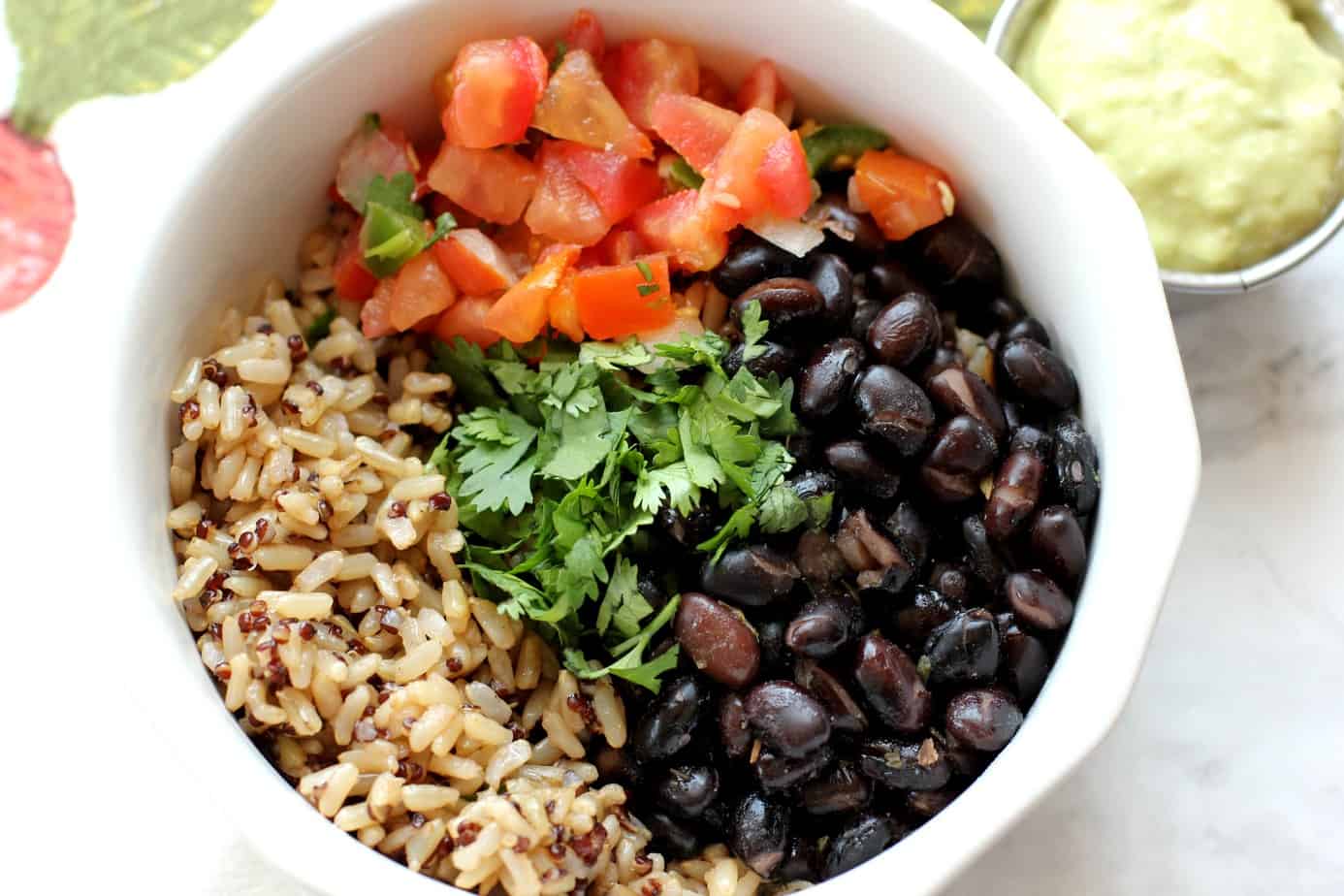 Quick and Easy Burrito Bowls with Avocado Lime Sauce