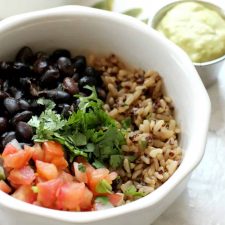 A bowl of food on a plate