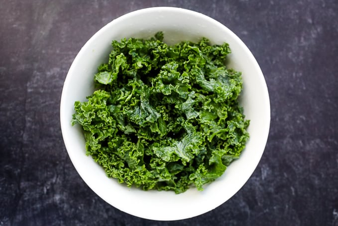 massaged kale in a bowl