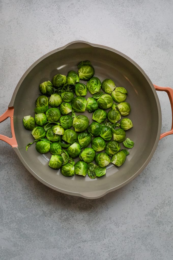 brussels sprouts in a skillet