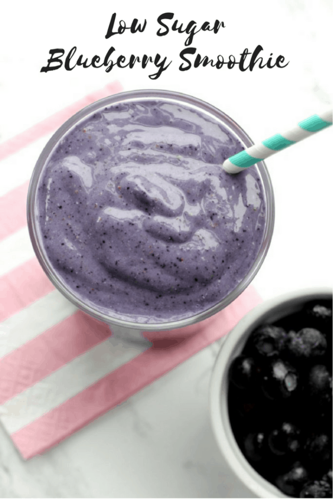 Skip the sugary smoothies and try this low sugar avocado blueberry smoothie! With just 16g of sugar and 10g of plant based protein, this smoothie will keep you energized all day! #vegan #glutenfree #smoothie 