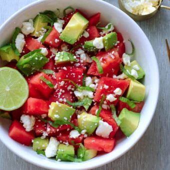 Watermelon and Feta Salad with Avocado