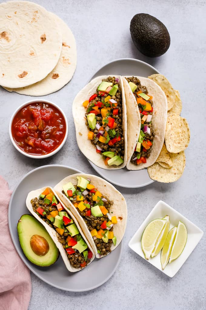 vegan lentil tacos