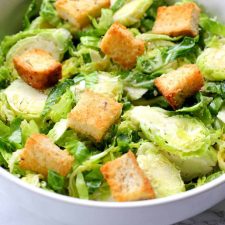 Caesar salad with brussles sprouts