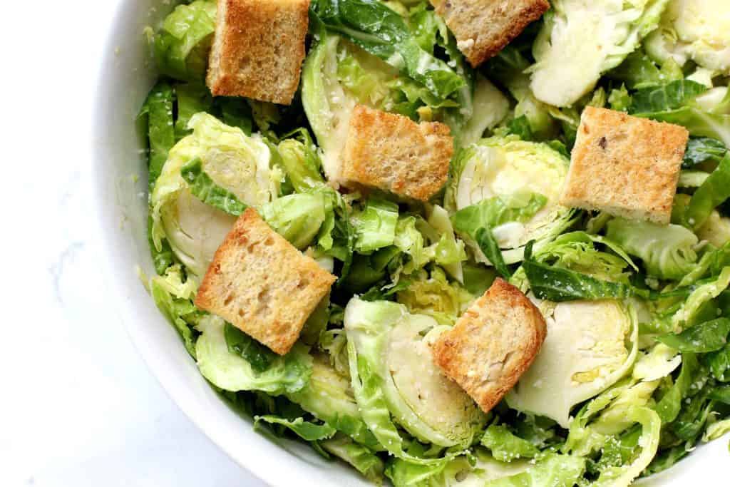 caesar salad with brussels sprouts