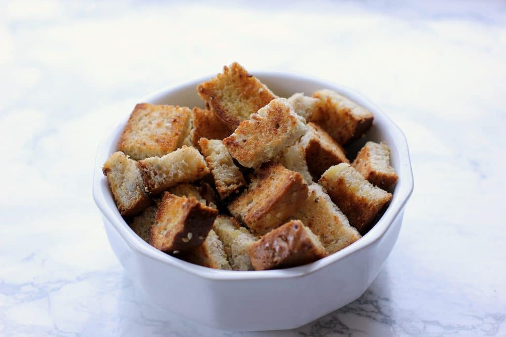 croutons in a bowl