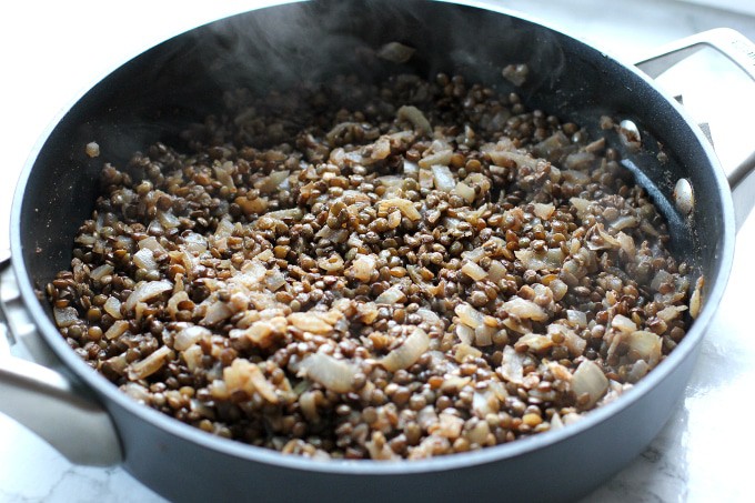 lentils in a pan