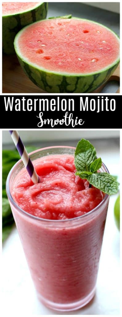 This watermelon mojito smoothie is the best way to cool off on a hot summer day. It’s hydrating, refreshing, and easy to make!