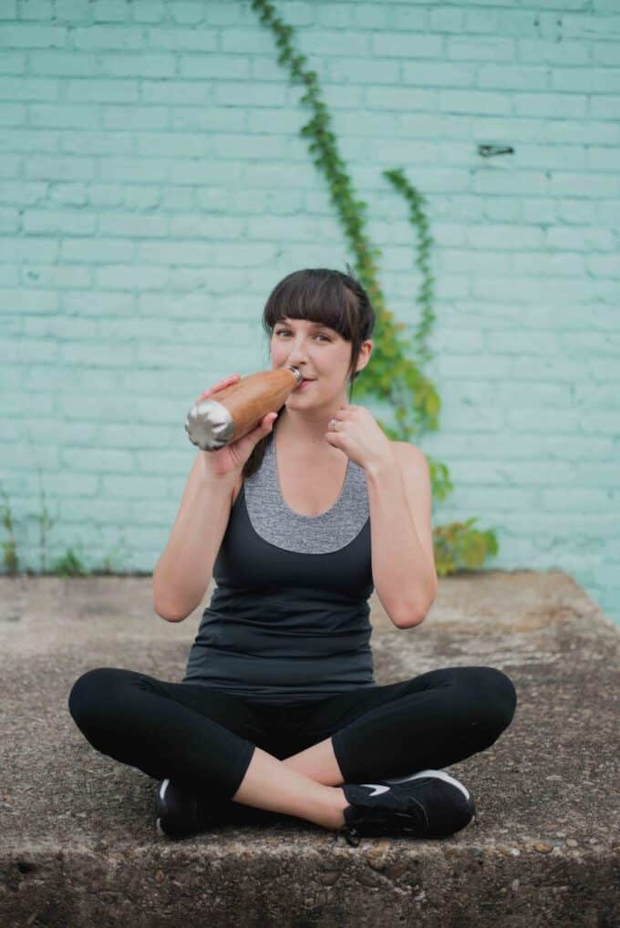 drinking with a water bottle