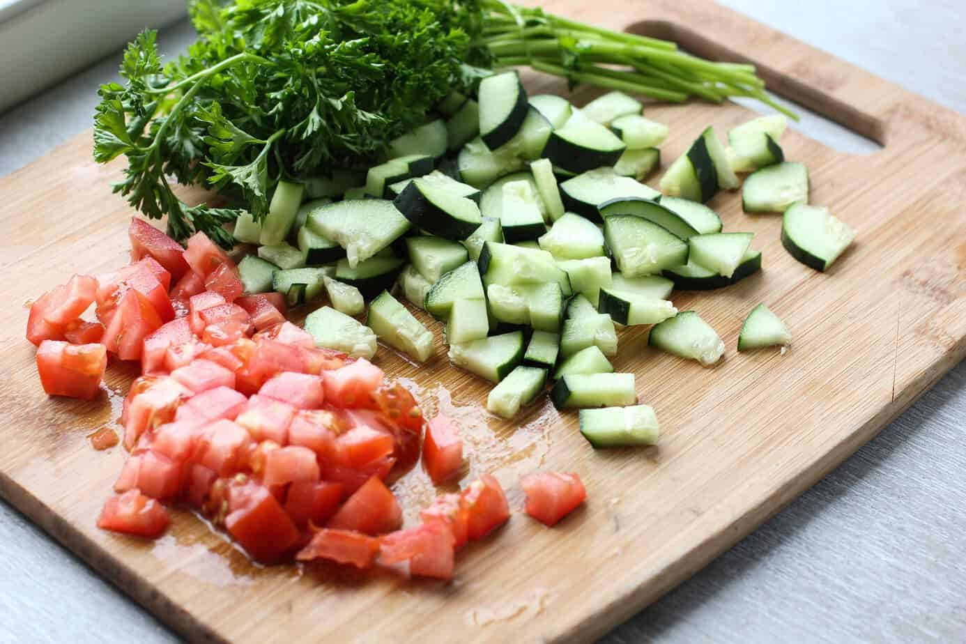 vegetables on a cutting board