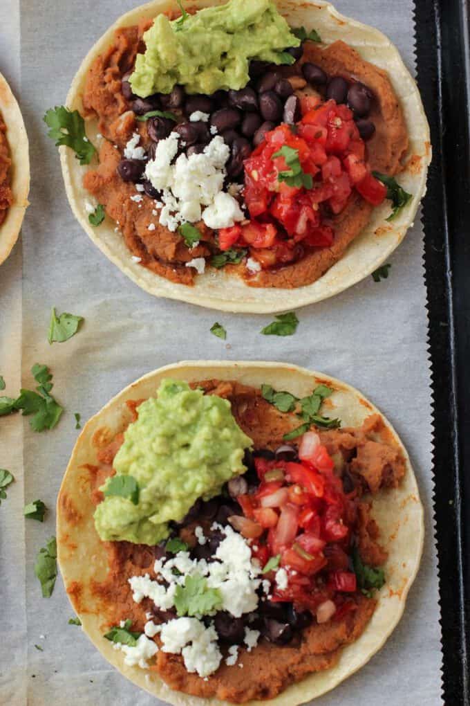 tostadas on a pan