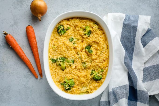 A close up of Broccoli and Rice