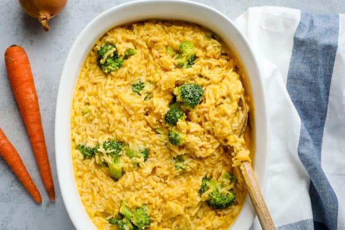 vegan cheesy broccoli and rice