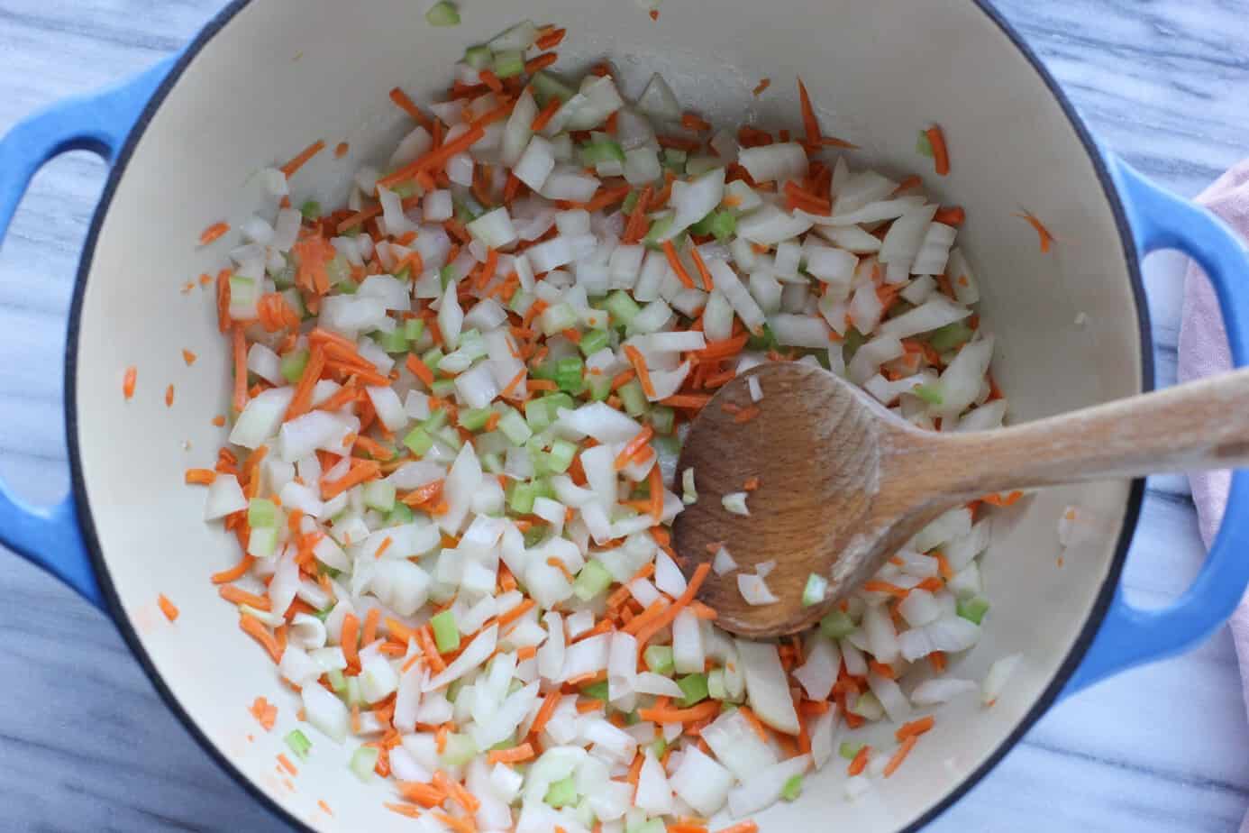 chopped celery, onion, and carrot