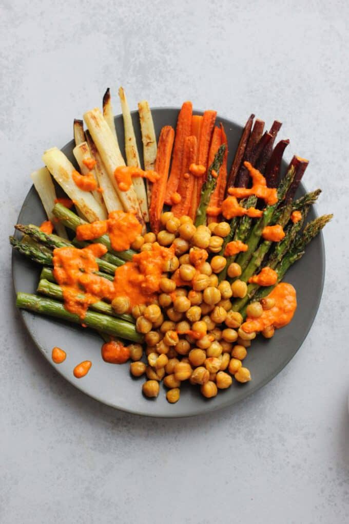 roasted vegetables on a plate
