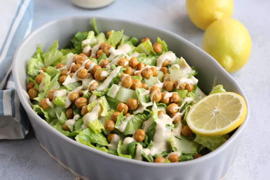 caesar salad with vegan dressing