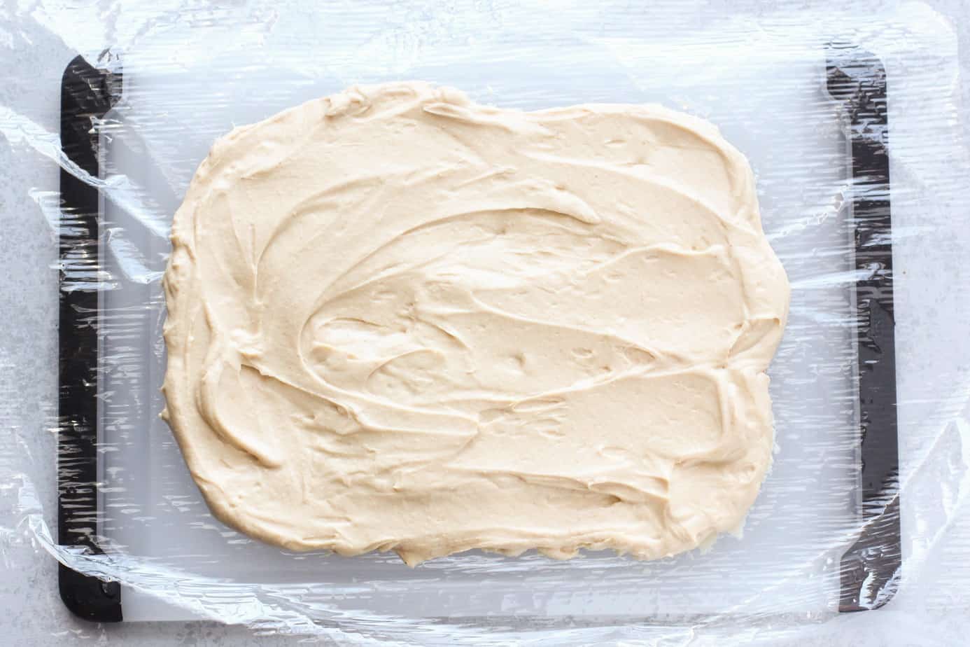 yogurt spread on a cutting board