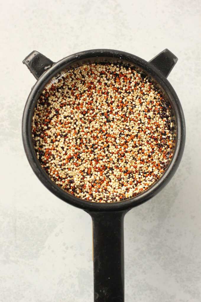 quinoa in a strainer