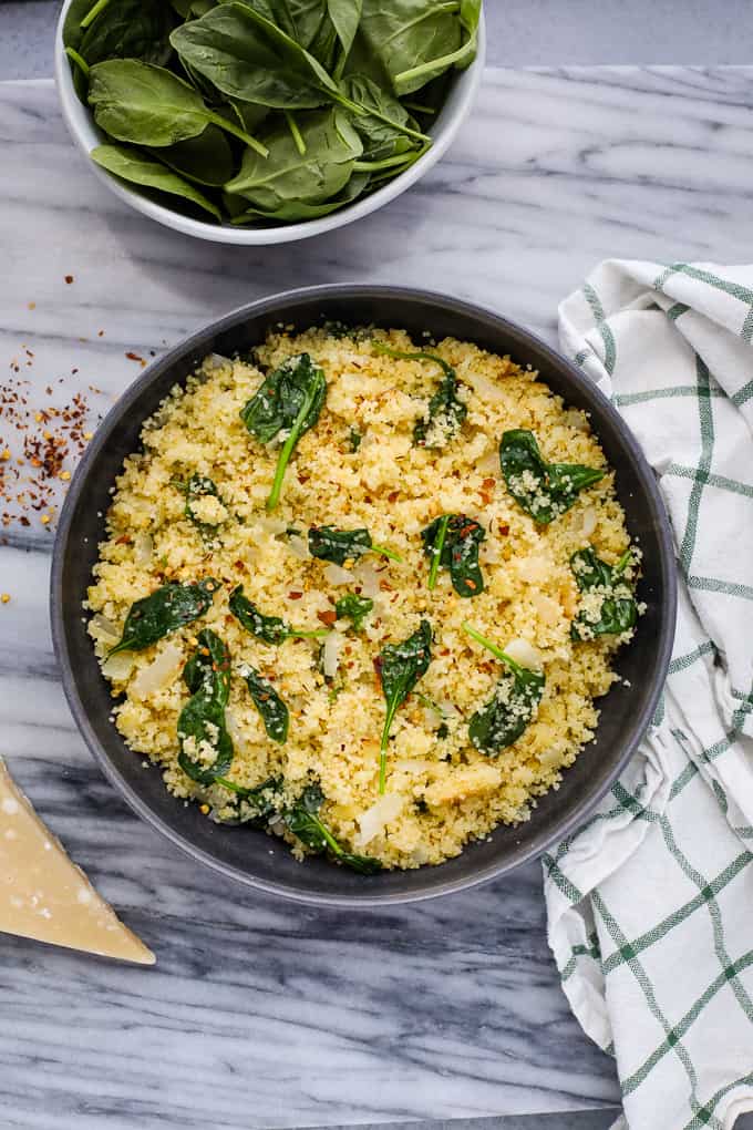 Parmesan Spinach Couscous I Heart Vegetables