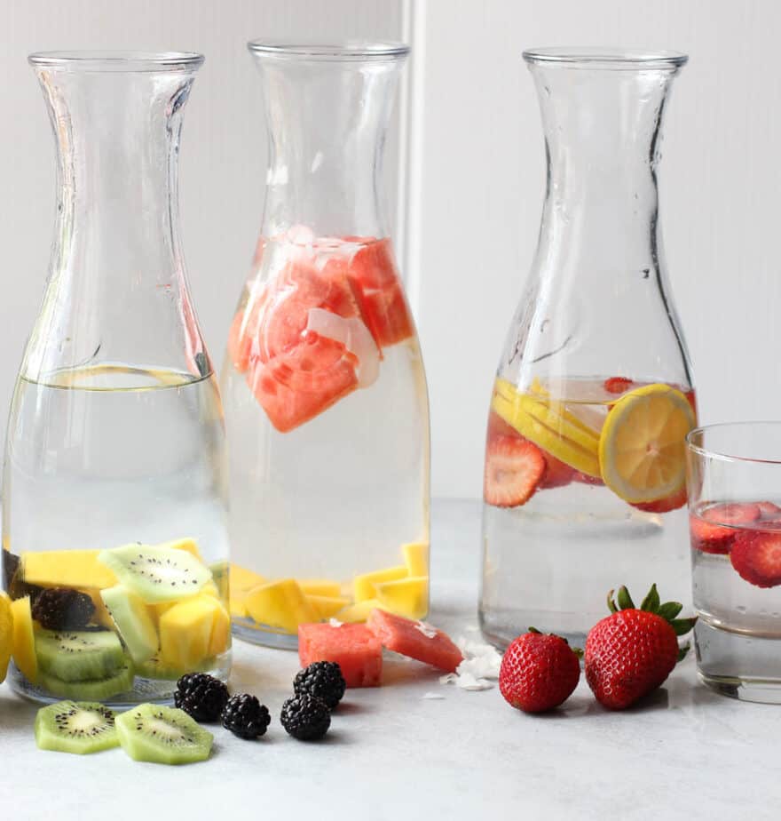 A jar of water with fruit