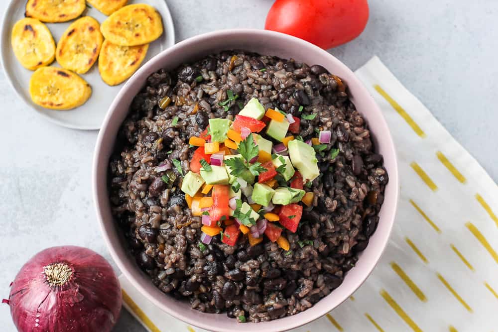 Rice Cooker Brown Rice with Black Beans, Tomatoes and Corn