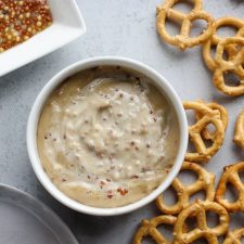 A bowl of honey mustard dip