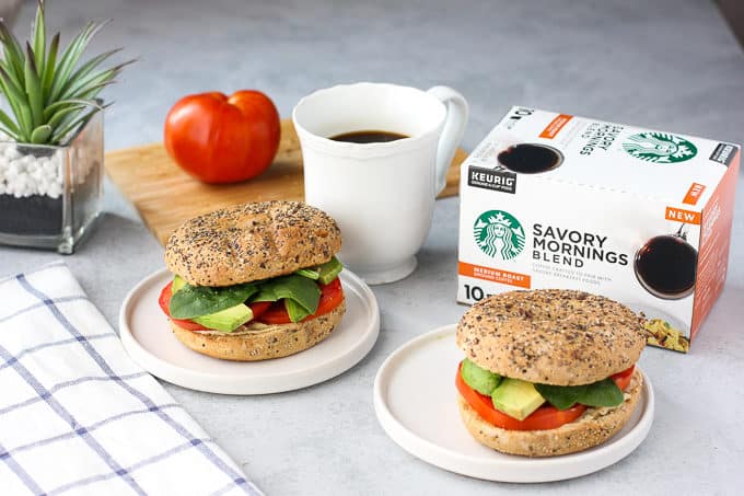 bagel sandwiches with starbucks coffee pods