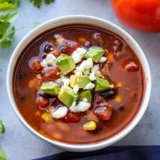 vegetarian taco soup in a bowl