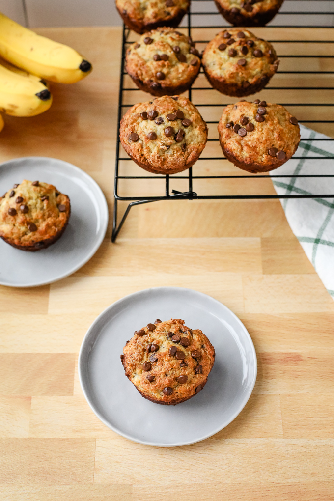 banana chocolate chip yogurt muffins