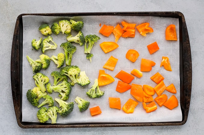vegetables on a pan