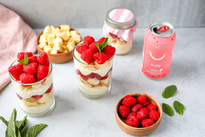 raspberry trifle jars